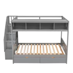 Twin Over Full Bunk Bed With Shelves, Storage Staircase And 2 Drawers - ModernLuxe 16 Twin Over Full Bunk Bed With Shelves, Storage Staircase And 2 Drawers - ModernLuxe -Child Furniture Store GUEST 40172507 d474 479c a68b 5c0cc0a22633