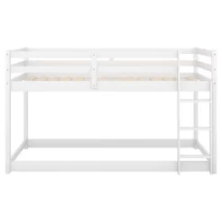 Twin Over Twin Floor Bunk Bed With Ladder - ModernLuxe -Child Furniture Store GUEST 401f5cf5 cad7 4266 901a 92459caccc32