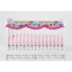 Bacati - Botanical Floral Birds Pink Multicolor 6 Pc Crib Bedding Set With Long Rail Guard Cover -Child Furniture Store GUEST 407cbe4f 67f0 42b1 be4d 7275c9ecdd81