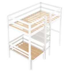Convertible Loft Bed With L Shaped Desk, Shelf And Ladder, White - ModernLuxe -Child Furniture Store GUEST 462f5608 16f8 45c0 b84d 2002ee15a038