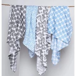 Bacati - Ikat Blue/Gray Swaddling Muslin Blankets Set Of 4 -Child Furniture Store GUEST 475dba00 0b5f 4dd9 9d7f 08b83e8c198e