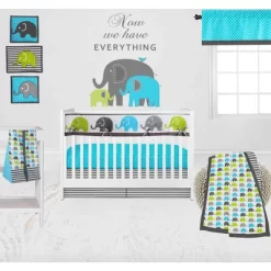Bacati - Elephants Aqua/Lime/Grey Musical Mobile -Child Furniture Store GUEST 4a43decd e460 48d5 80b2 04853c1c1d8a