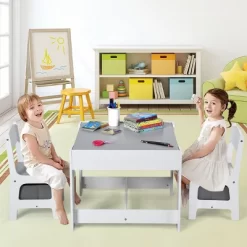 Costway Kids Table Chairs Set With Storage Boxes Blackboard Whiteboard Drawing GreyNature 15 Costway Kids Table Chairs Set With Storage Boxes Blackboard Whiteboard Drawing GreyNature -Child Furniture Store GUEST 4aa7145d cfbf 4a0b 988e beda2a38d80d
