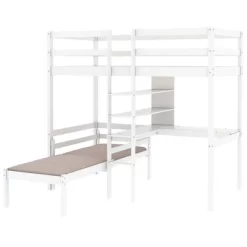 Convertible Loft Bed With L Shaped Desk, Shelf And Ladder, White - ModernLuxe -Child Furniture Store GUEST 4bd47d46 8945 4dc0 ba1b eef80efaf21b