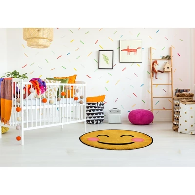 Deerlux Emoji Style Round Funny Smiley Face Kids Area Rug, Happy Emoji Rug 3 Deerlux Emoji Style Round Funny Smiley Face Kids Area Rug, Happy Emoji Rug