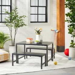 3pc Kids' Metal Outdoor Table Set - Dark Gray - Hearth & Hand™ With Magnolia