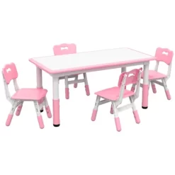 Qaba Kids Table And Chair Set With 4 Chairs, Adjustable Height, Easy To Clean Table Surface, For 1.5 - 5 Years Old 15 Qaba Kids Table And Chair Set With 4 Chairs, Adjustable Height, Easy To Clean Table Surface, For 1.5 - 5 Years Old -Child Furniture Store GUEST 4d925f3a d95f 4561 b191 4b29f23128fa