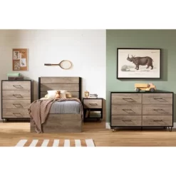 Arlen Mates Bed With 3 Drawers Weathered Oak - South Shore -Child Furniture Store GUEST 4e765bfd 4f51 4a12 8680 702725ea0eb8