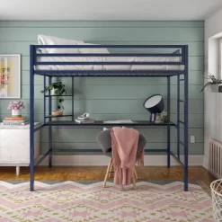 Twin Maxwell Metal Loft Bed With Desk & Shelves Blue/Black - Novogratz -Child Furniture Store GUEST 4f48102e b8d2 4a88 9ccf 8d6599861342