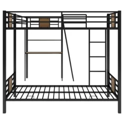 L-Shaped Twin Over Twin Bunk Bed With Twin Size Loft Bed With Desk And Shelf , Brown - ModernLuxe -Child Furniture Store GUEST 5206bdc4 d69e 4e7e b3bc b418c7cc460d