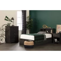 Twin Zach Bookcase Headboard Gray Oak - South Shore -Child Furniture Store GUEST 527ffce7 6894 4d69 a5ed 67f2572b776c