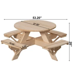 Gardenised Wooden Kids Round Picnic Table Bench, Outdoor Children's Backyard Table, Crafting, Dining, And Playtime Patio Table -Child Furniture Store GUEST 54187056 0d41 44f3 bb7a 7cbb6dbf48e6