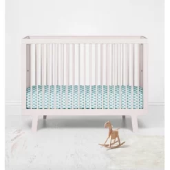 Bacati - Aqua Leaves Printed 100 Percent Cotton Universal Baby US Standard Crib Or Toddler Bed Fitted Sheet -Child Furniture Store GUEST 548c178c 2f69 4ada 92b9 d992704f7c2a