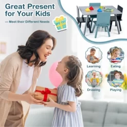 Costway 5 Piece Kids Wooden Activity Table And 4 Chairs Play Set Gift W/ Building Blocks -Child Furniture Store GUEST 5553ecdf 7cc2 4f13 87e7 4c60a32e479e