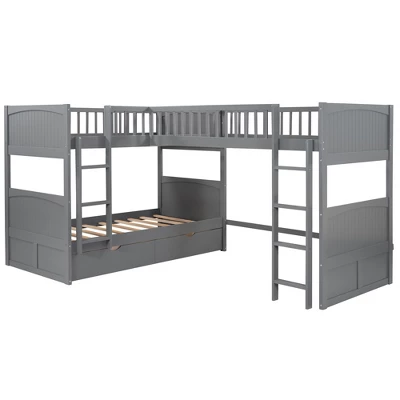 Twin Over Twin Bunk Bed With Twin Size Loft Bed With 2 Drawers - ModernLuxe 6 Twin Over Twin Bunk Bed With Twin Size Loft Bed With 2 Drawers - ModernLuxe - Image 4