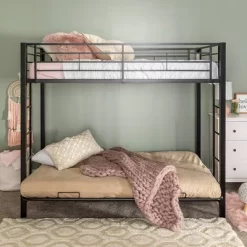Twin Over Futon Analise Metal Bunk Bed Black - Saracina Home -Child Furniture Store GUEST 561bd3db cee9 44eb b8a5 0f2ff86da729