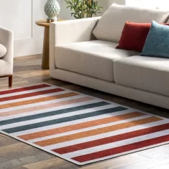 NuLOOM Colorful Striped Machine Washable Kids Area Rug -Child Furniture Store GUEST 570d6595 8d8c 4dd3 9a82 00339a675421