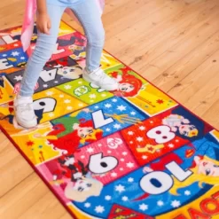 KC CUBS | Justice League Girls Kids Hopscotch Number Counting Educational Learning & Game Play Nursery Bedroom Classroom Rug Carpet, 2' 7" X 6' 0" -Child Furniture Store GUEST 583d3ec0 8402 4714 955f 3022af65a6b4