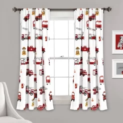 52"x84" Make A Wish Fire Truck Window Curtain Panels Set - Lush Décor -Child Furniture Store GUEST 5872aa98 b2a9 4d50 b13b 0b29756e8544