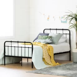 Twin Hankel Metal Platform Bed With Headboard And Footboard Pure Black - South Shore -Child Furniture Store GUEST 5a3ab09d e4a6 41f1 85bc 0a902fa58a41