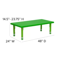 Flash Furniture 24"W X 48"L Rectangular Plastic Height Adjustable Activity Table Set With 6 Chairs -Child Furniture Store GUEST 5a408894 42a9 4437 b138 2f3ce179c4bf