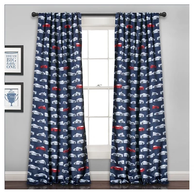 Kids' Race Cars Room Darkening Window Curtain Set Navy/Red - Lush Décor 8 Kids' Race Cars Room Darkening Window Curtain Set Navy/Red - Lush Décor - Image 6