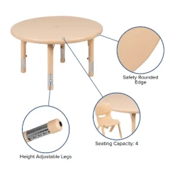 Flash Furniture 33" Round Plastic Height Adjustable Activity Table Set With 4 Chairs -Child Furniture Store GUEST 5bc17af0 1c3b 47fd 8f8a 21ad35aa3555