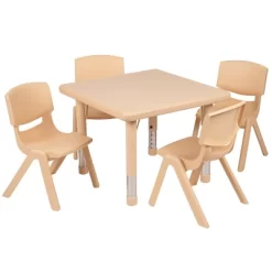 Emma And Oliver 24" Square Plastic Height Adjustable Activity Table Set With 4 Chairs -Child Furniture Store GUEST 5d4779ed f55a 4698 b41c 24b2b2ede9bd