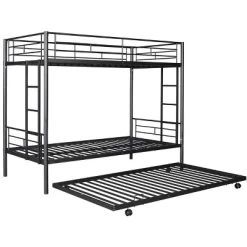Twin Over Twin Metal Bunk Bed With Trundle Bed And Ladders-ModernLuxe -Child Furniture Store GUEST 5dcc0351 2630 4feb a071 102bffeacea8