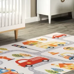 NuLOOM Carmina City Streets Machine Washable Kids Area Rug 3' X 5' In White Multi -Child Furniture Store GUEST 5f80219a 2c4f 4b13 acb1 d7a37133a41d