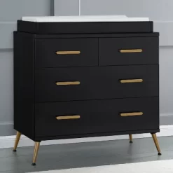 Delta Children Sloane 4 Drawer Dresser With Changing Top - Black/Bronze