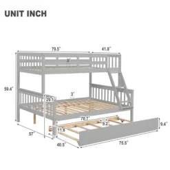 Twin Over Full Bunk Bed With Trundle Bed, Ladder And Safety Rails-ModernLuxe -Child Furniture Store GUEST 5feb7e9d 788e 4de8 990e 3a9a9530831c