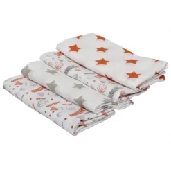 Bacati - Basketball Orange/Gray Muslin Swaddling Blankets Set Of 4 -Child Furniture Store GUEST 60f2f0d5 6ff0 4bd2 ac5b 5b0002621ca1