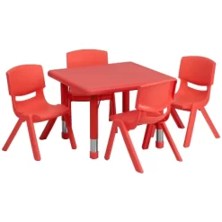 Emma And Oliver 24" Square Plastic Height Adjustable Activity Table Set With 4 Chairs -Child Furniture Store GUEST 621fdb43 42e4 40c7 a0c5 89c5b6471905