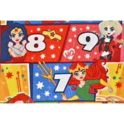 KC CUBS | Justice League Girls Kids Hopscotch Number Counting Educational Learning & Game Play Nursery Bedroom Classroom Rug Carpet, 2' 7" X 6' 0" -Child Furniture Store GUEST 63dfe0f5 bd3d 433f b1f0 52e6d435f579