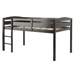 Costway Twin Low Loft Bunk Junior Bed Bedroom Wooden Guard Rail Ladder White/Espresso/Grey -Child Furniture Store GUEST 64c1da52 8e6e 46f2 8f49 a658bf93b5ad