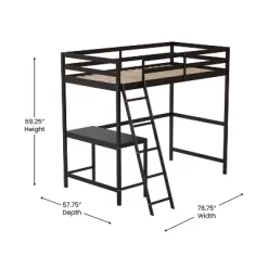 Emma And Oliver Twin Wood Loft Bed Frame With Protective Guardrails And Integrated Desk And Ladder For Use With Any 6-8" Thick Mattress -Child Furniture Store GUEST 6576511c fdb7 4b5a 9f7f 1d21d1104cfa