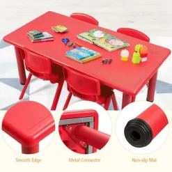 Costway Kids Plastic Rectangular Learn And Play Table Playroom Kindergarten Home Red -Child Furniture Store GUEST 675679d4 b25d 4b43 a483 ebccd3cb01ab