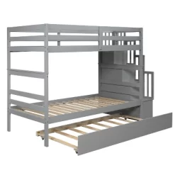 Twin Over Twin Bunk Bed With Trundle, Stairs And Storage Shelves-ModernLuxe -Child Furniture Store GUEST 67e51043 353c 428b bdfb 39672b330466