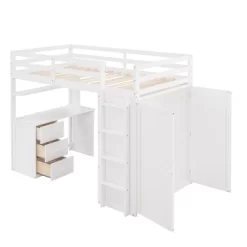 Twin Size Loft Bed With Drawers, Desk And Wardrobe-ModernLuxe -Child Furniture Store GUEST 68288c46 de8e 459c b540 ac0ab0dcea05