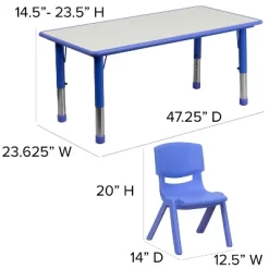 Flash Furniture 23.625"W X 47.25"L Rectangular Plastic Height Adjustable Activity Table Set With 6 Chairs -Child Furniture Store GUEST 68c5d6f3 0e36 4119 b9ad e2a9ebcad48c