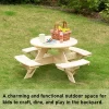 Gardenised Wooden Kids Round Picnic Table Bench, Outdoor Children's Backyard Table, Crafting, Dining, And Playtime Patio Table -Child Furniture Store GUEST 6a338b41 e9e9 490d 82ca b2a5e542e97c