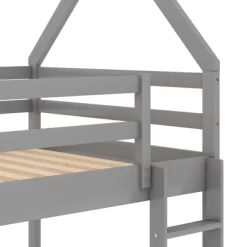 Twin Over Twin House Shaped Bunk Bed With Ladder And Guardrail-ModernLuxe 24 Twin Over Twin House Shaped Bunk Bed With Ladder And Guardrail-ModernLuxe -Child Furniture Store GUEST 6a6190a6 f674 4428 99f7 4ce61f8a3d18