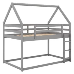 Twin Over Twin House Shaped Bunk Bed With Ladder And Guardrail-ModernLuxe 17 Twin Over Twin House Shaped Bunk Bed With Ladder And Guardrail-ModernLuxe -Child Furniture Store GUEST 6b0d8185 52e8 4ac8 8322 87fee441fd62