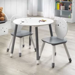 Talori Kids' Table And Chair Set With Bookshelf Gray/White - Buylateral