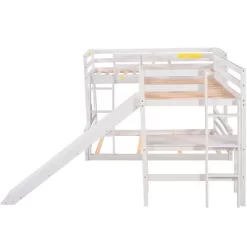 Twin Over Full Bunk Bed With Twin Size Loft Bed With Desk, Slide And Full Length Rail - ModernLuxe -Child Furniture Store GUEST 6e46c6cf 72b4 40b2 b91f e8691a108d8c