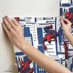 Spider-Man Cityscape Peel And Stick Wallpaper Red/Blue/Gray - RoomMates -Child Furniture Store GUEST 6ef840d6 11ed 4d73 a84e 94eaeaffea91
