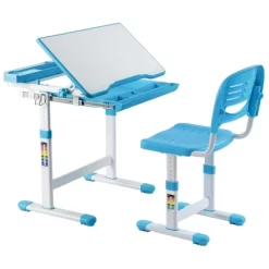 Mount-It! Kids Desk And Chair Set | Height Adjustable Ergonomic Children's School Workstation With Storage Drawer | Blue -Child Furniture Store GUEST 70f1762b 1dc0 40ea 85c8 d9b157fc48b0