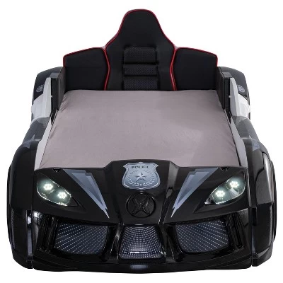 Twin Tarryton Police Cruiser Bed With Led Lights And Sound Black/White - MiBasics 6 Twin Tarryton Police Cruiser Bed With Led Lights And Sound Black/White - MiBasics - Image 4