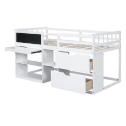 Twin Size Low Loft Bed With Rolling Desk, Shelves And Drawers - ModernLuxe -Child Furniture Store GUEST 748c53a2 f360 473c ac97 e0ae97d642e5